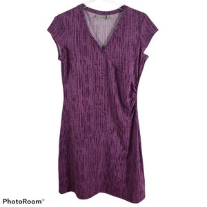 Athleta Faux Wrap Stretch Dress Ruch Side Purple
